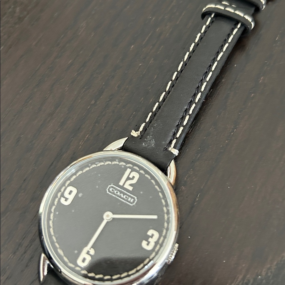 Coach Black Leather Strap Silver-Tone Women’s Watch - Picture 4 of 9